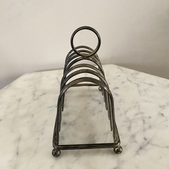 Vintage English Traditional Silver Plate Toast Rack  / Letter Holder 6 Slots - Picture 5 of 5